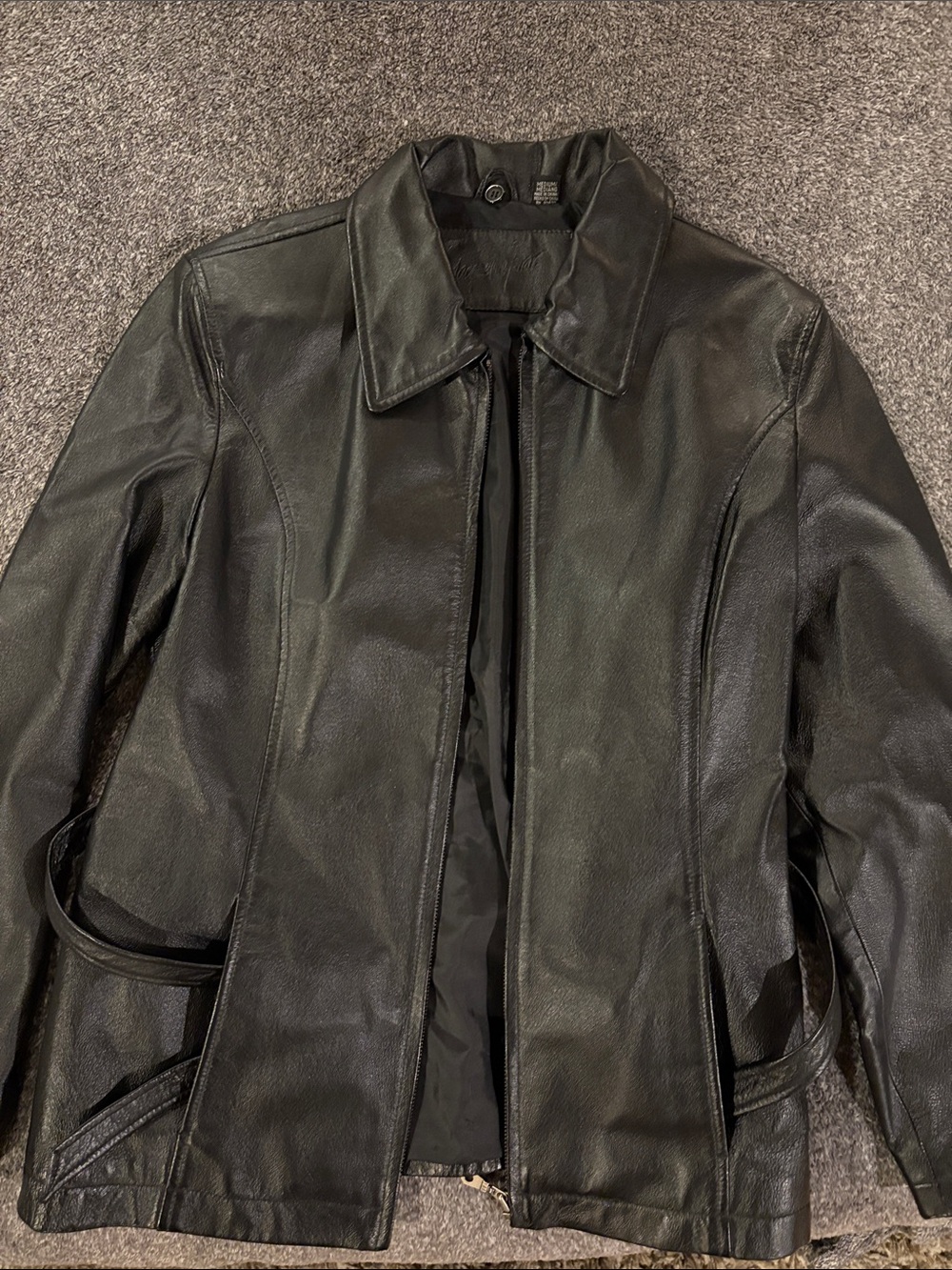 Jacqueline Ferrar Black Leather Jacket with Classic Collar